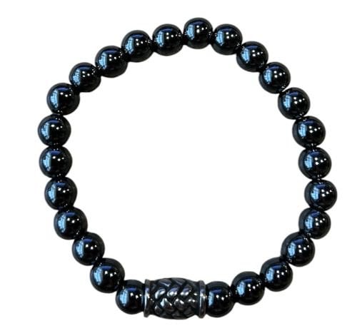 Heren armband Hematiet 8 mm met vlecht kraal