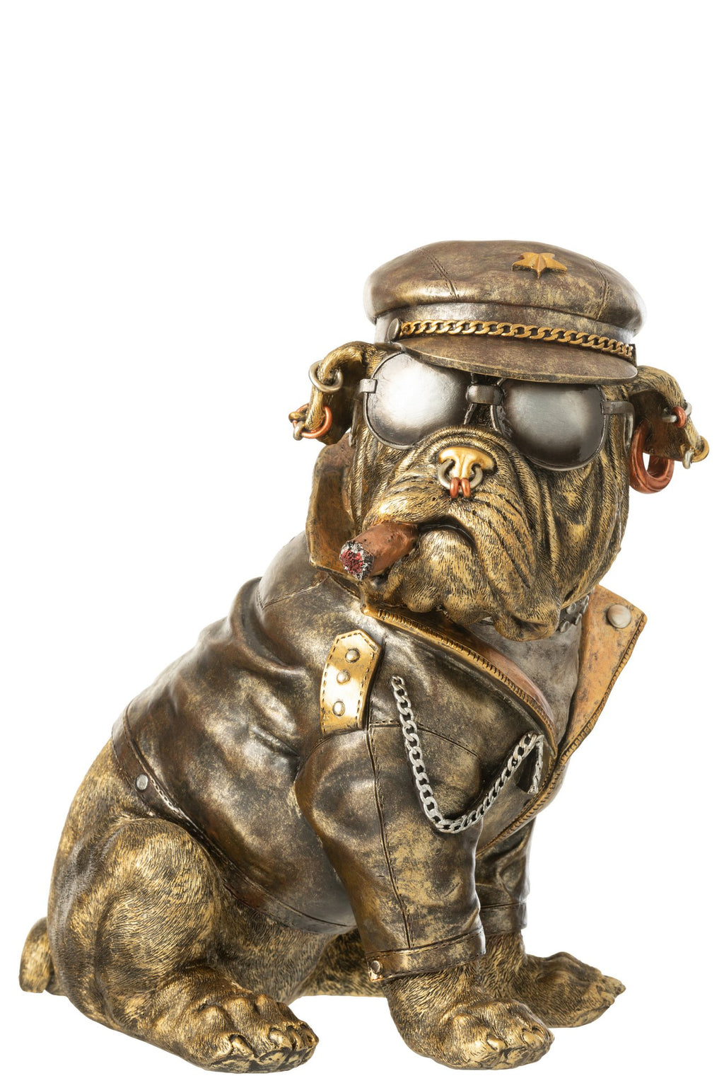 J-Line decoratie Bulldog Sigaret B - polyresin - bruin - L