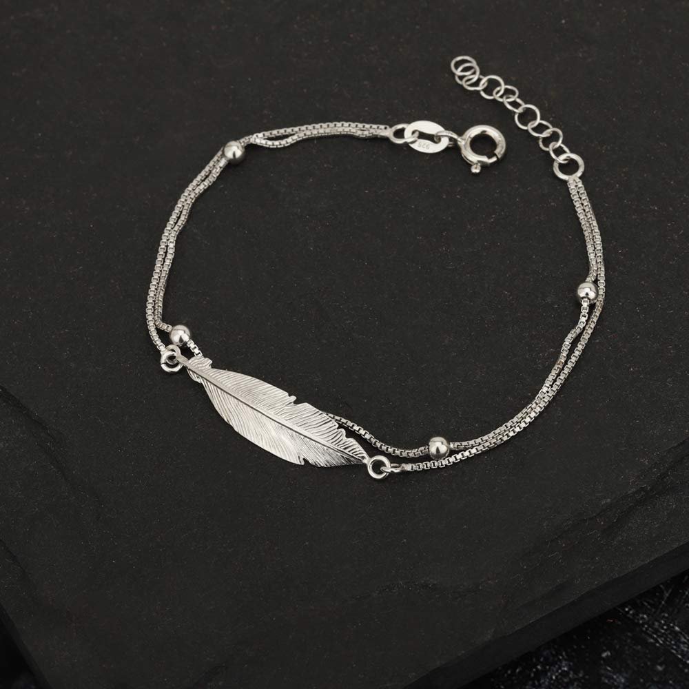 Bladvormige schakelarmband – damessieraden – 925 sterling zilver gerhodineerd – aanslagbestendig