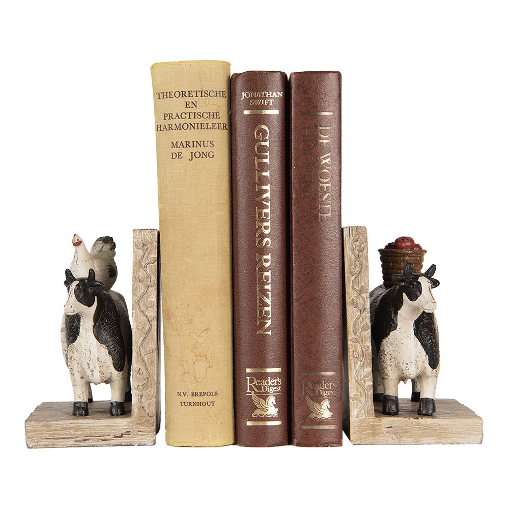 Boekensteunen Set van 2 Koe 17x10x14 cm Bruin Kunststof