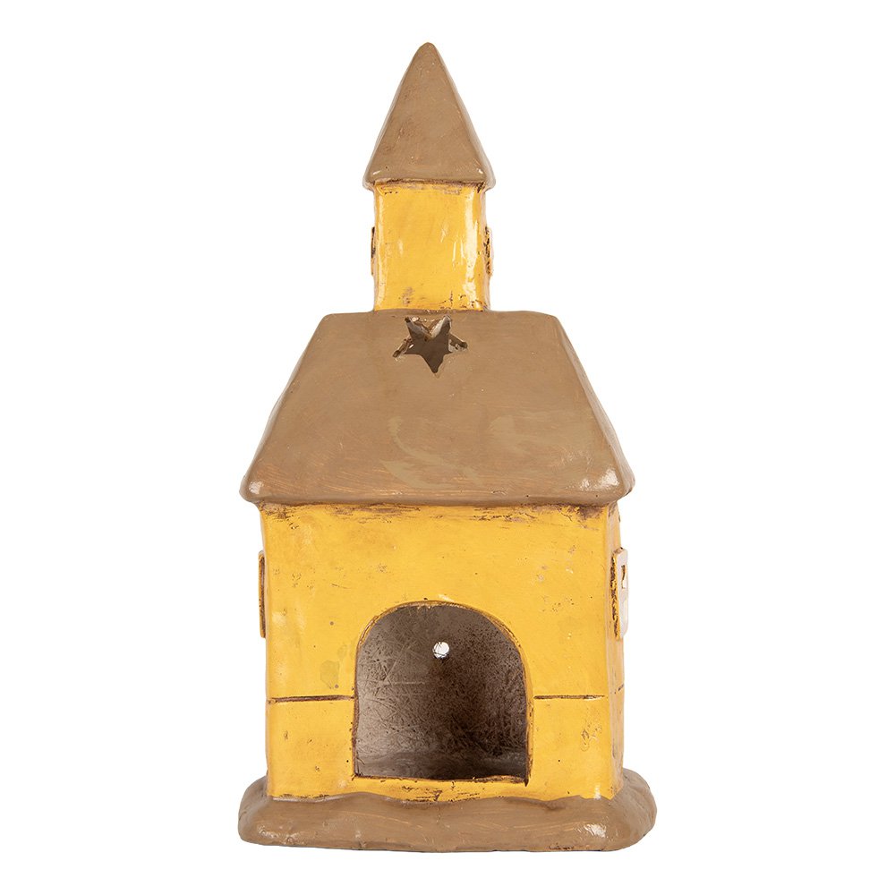Waxinelichthouder Huis 23x17x43 cm Geel Keramiek