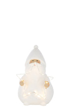 J-Line figuur Kerstman Ster - polyresin - wit - L - LED lichtjes