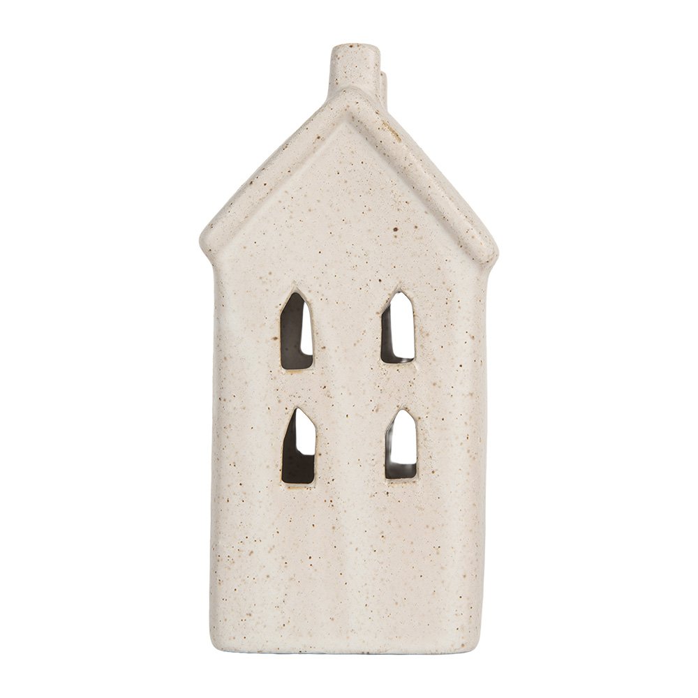 Decoratie Huis met LED 9x7x15 cm Beige Keramiek