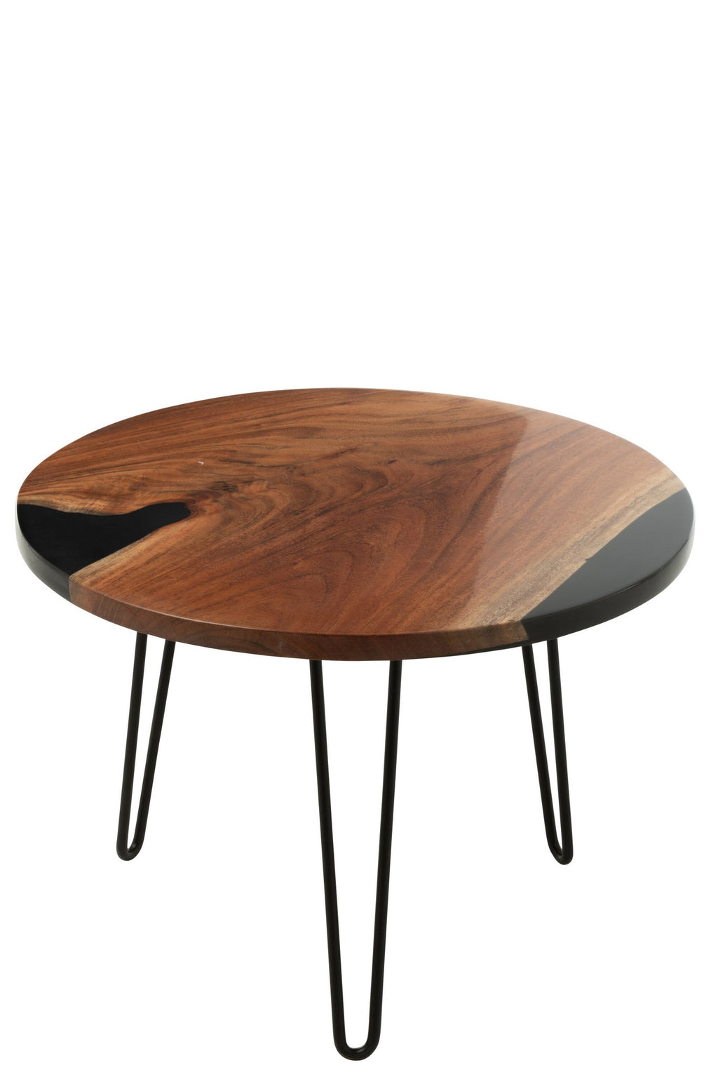 J-Line bijzettafel Rond - hout - naturel/zwart