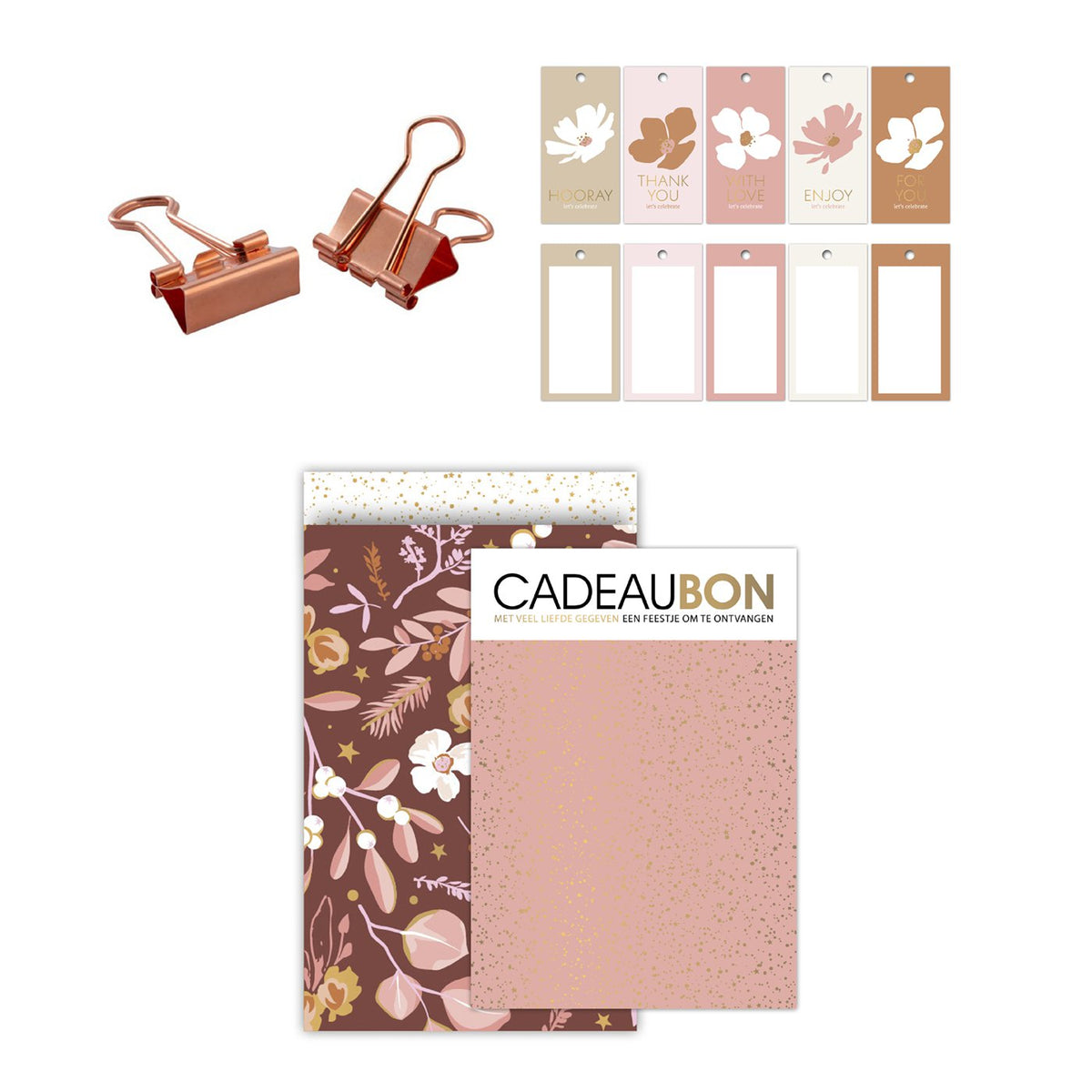Cadeaubonnen pakket Twinkling Stars roze/goud