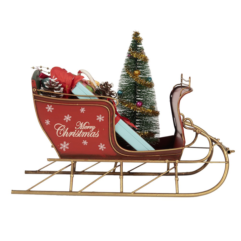 Kerstdecoratie Beeld Slee 30x15x22 cm Rood Metaal