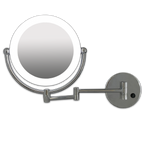 Metalen verlichte Make-up LED wandspiegel Spiegel zilver Ø19cm doorsnee