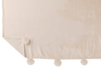 J-Line plaid Pompom - polyester - lichtbeige - 170 x 130 cm