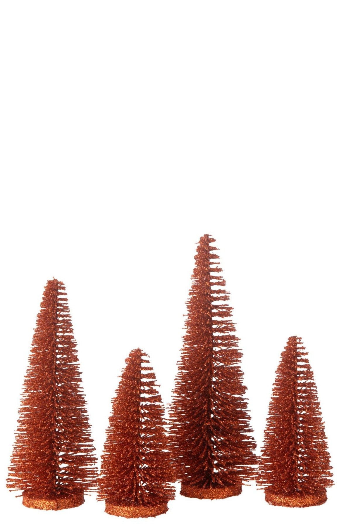 J-Line decoratie kerstboom Glitter - kunststof - koper - doos van 4