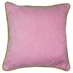 Kussen met bies roze lime 45x45cm*