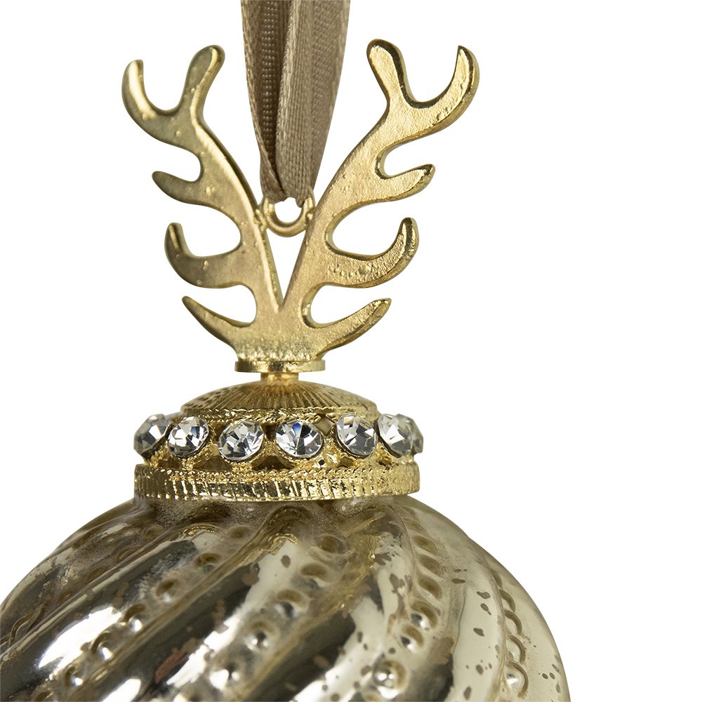 Decoratie bal gewei goud 8cm