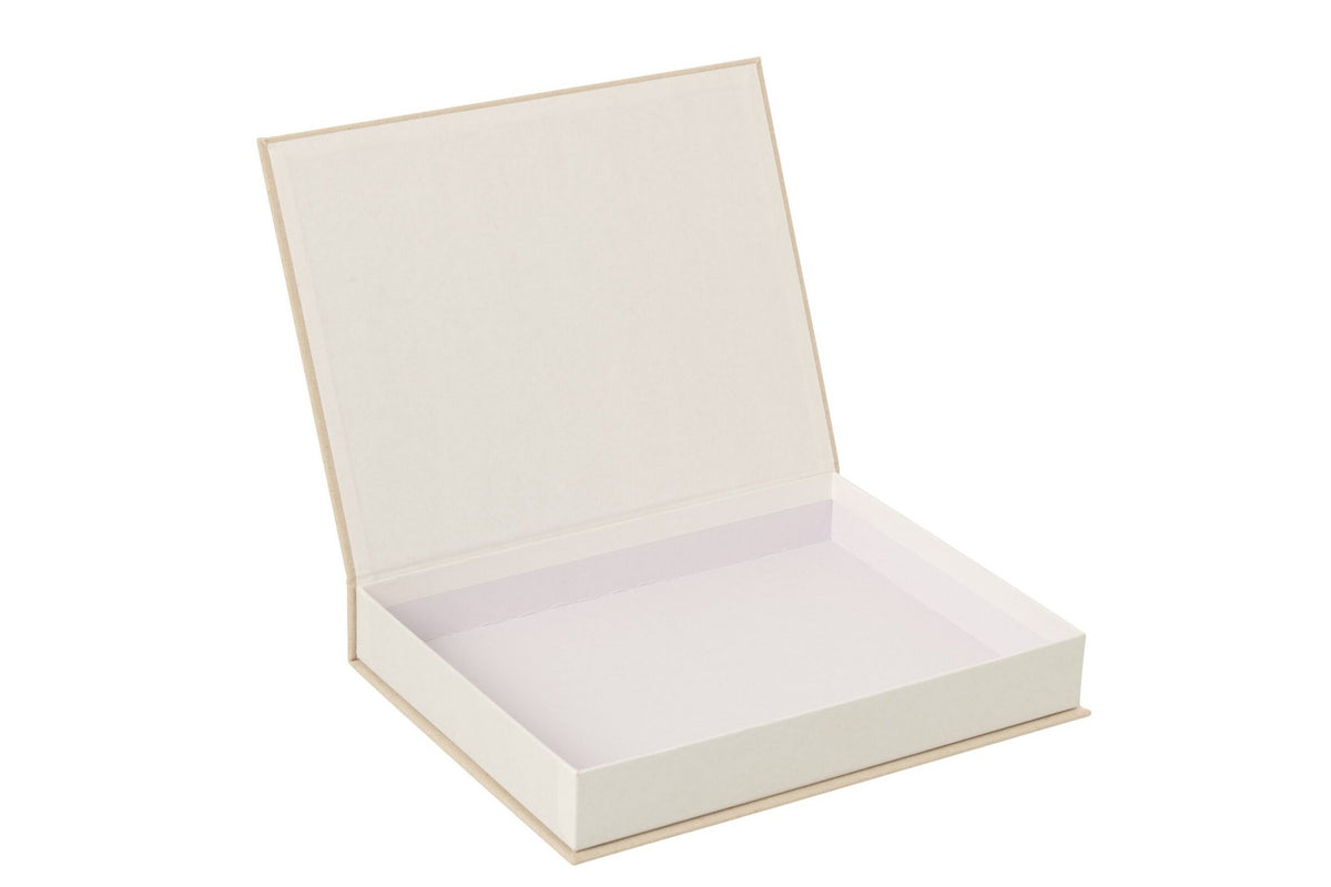 J-Line Boekendozen - stof - ecru/zwart - set van 4