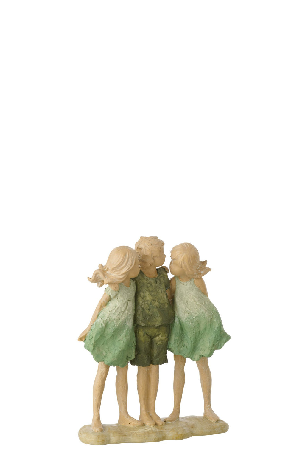 J-Line decoratie Kinderen Zussen + Broer - polyresin - groen/ecru