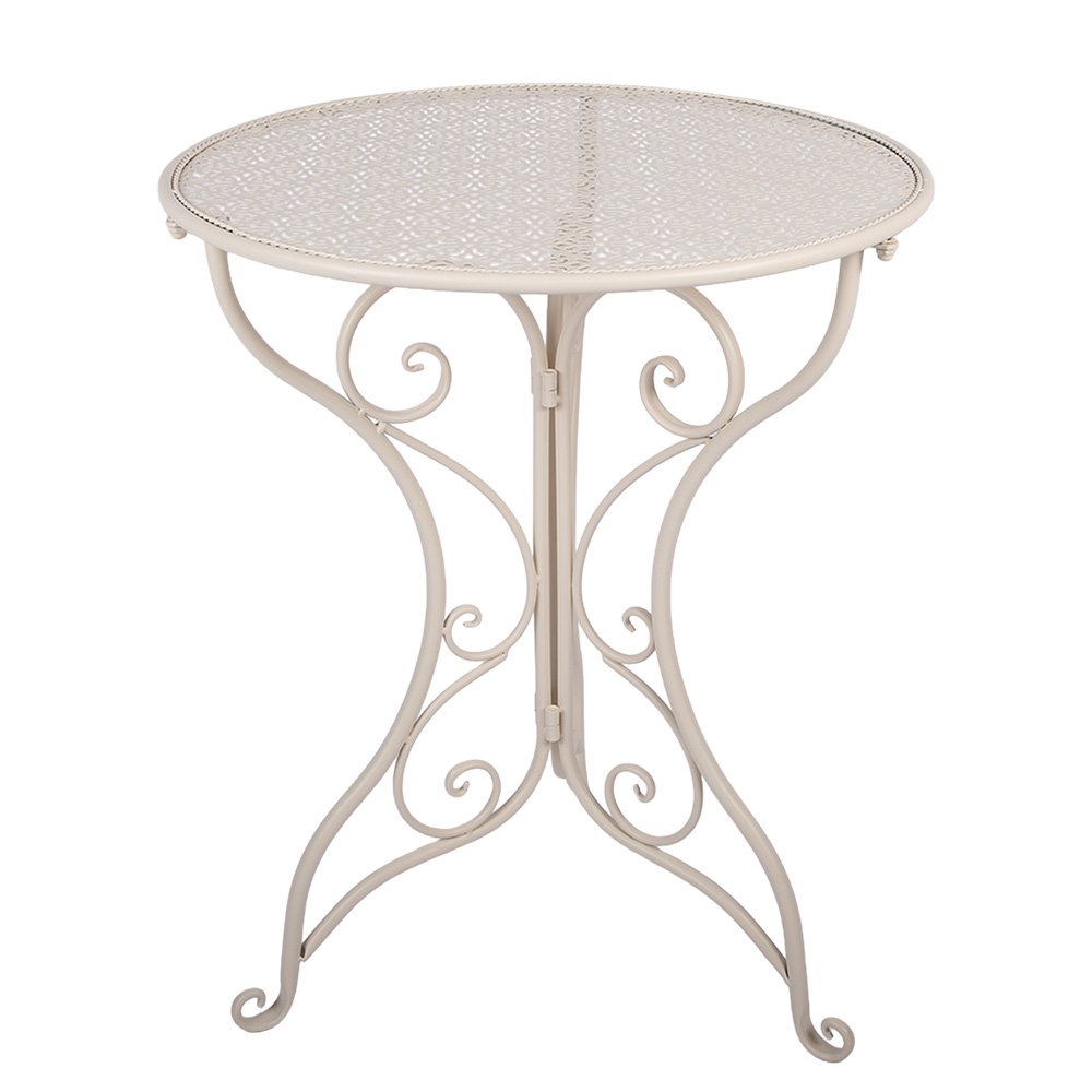 Bistroset Bistrotafel Bistrostoel 3-delig Ø 60x74 / 50x40x92 cm Wit Metaal