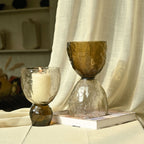 Pijlerkaarsenhouder van getextureerd glas - Omkeerbaar, tweekleurig