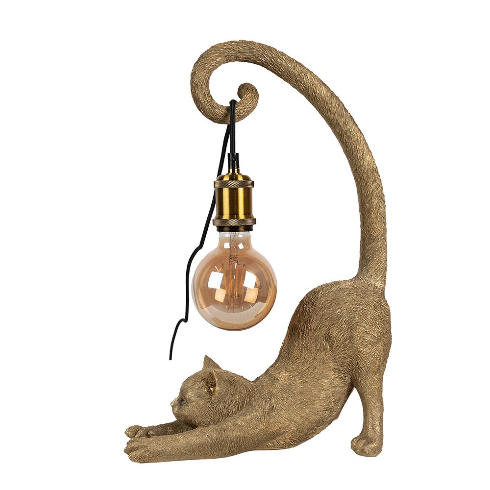Tafellamp Kat 31x17x49 cm Goudkleurig Polyresin Bureaulamp