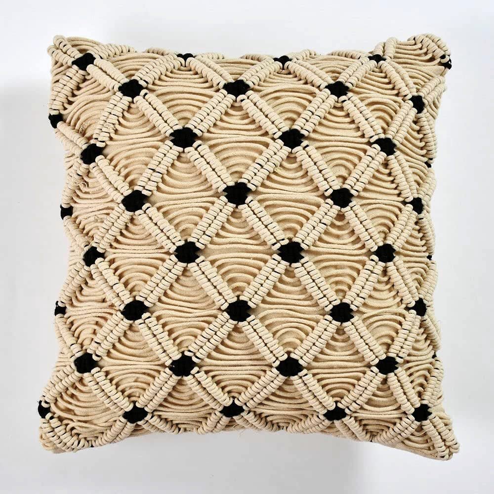 Handgebreide decoratieve kussenhoezen van macramé – met verborgen ritssluiting – 16x16 inch