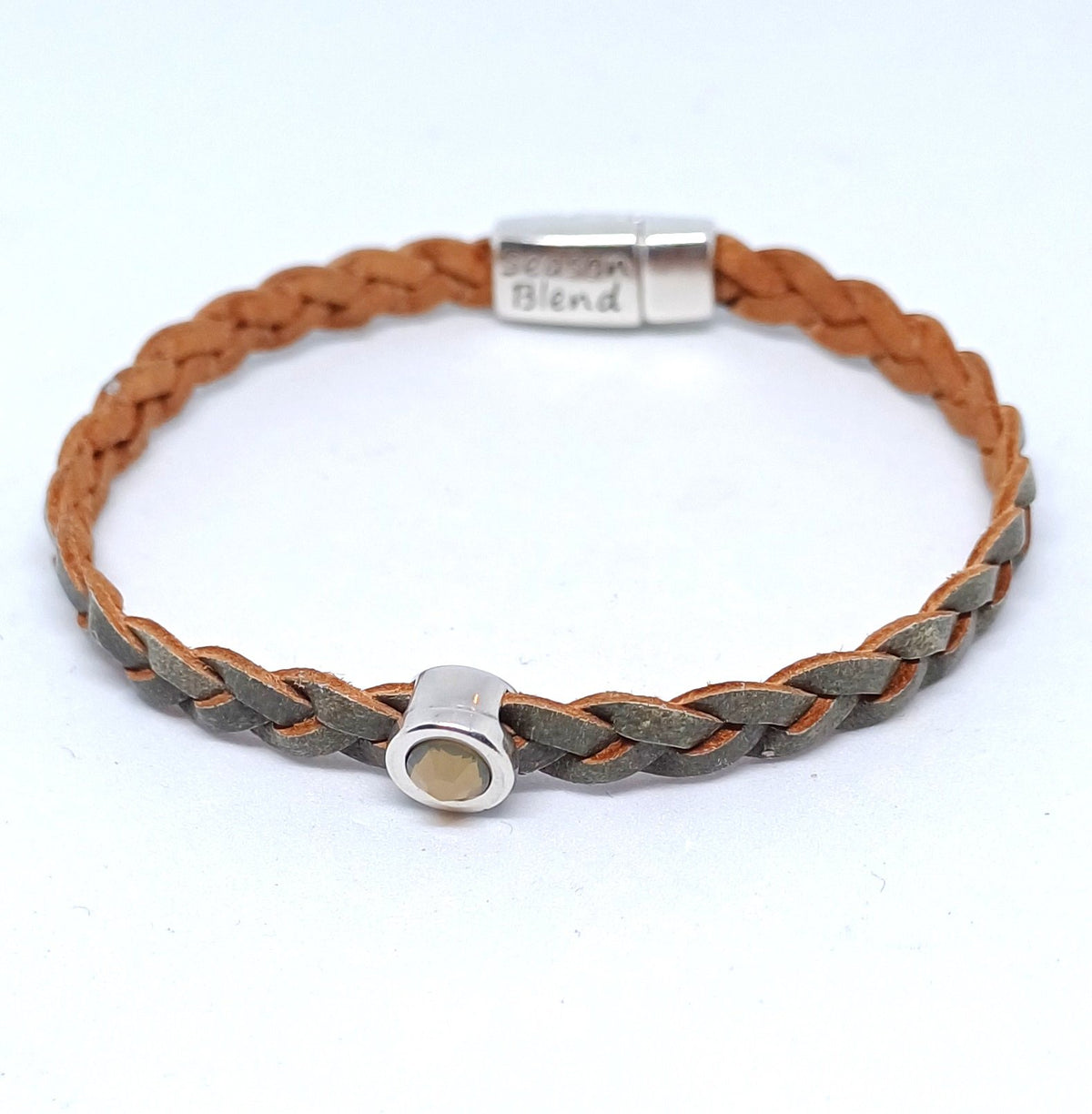 Shorty gevlochten leren armband antiek zilver