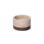 Travertine kaarshouder S Ø9,5x4cm incl. hout plateau
