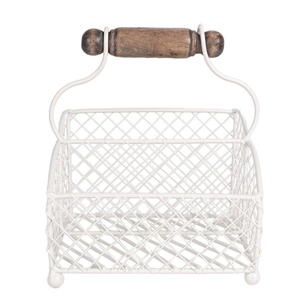 Brievenhouder 19x15x9 cm Wit Metaal Mandje