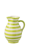J-Line kruik Granada Stripes - keramiek - wit/groen - medium