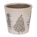 Bloempot Ø 17x16 cm Beige Groen Keramiek Dennenbomen