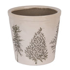 Bloempot Ø 17x16 cm Beige Groen Keramiek Dennenbomen