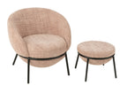 J-Line loungestoel + poef - ijzer - roze/zwart