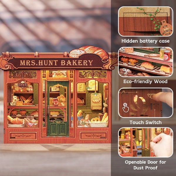 Cutebee, 3D DIY Huisje, Mrs. Hunts Bakery, CWGB401, 21x13x17cm