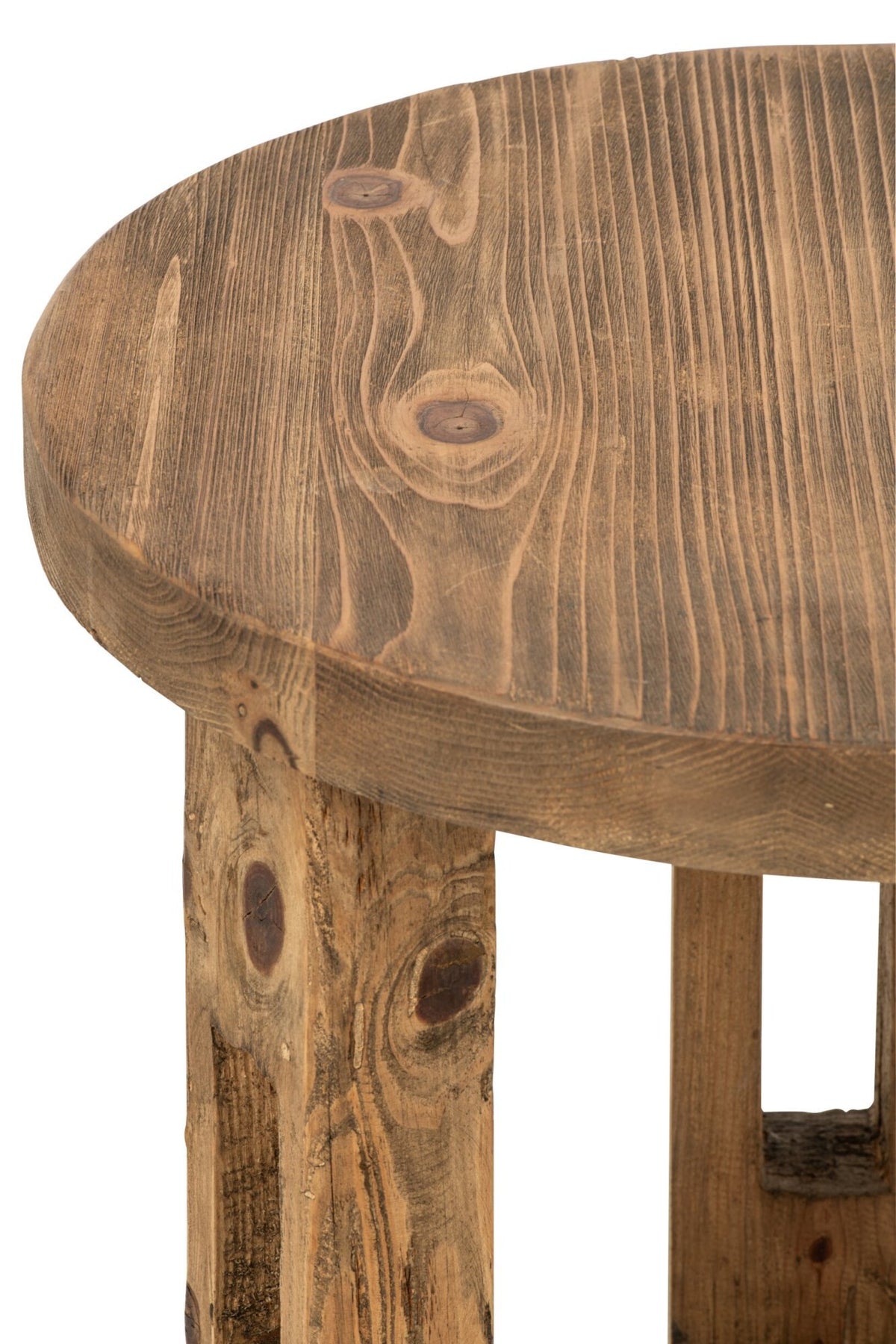 J-Line Ronde bijzettafel - gerecycled hout - bruin