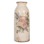 Vaas Ø 8x20 cm Beige Keramiek Bloemen