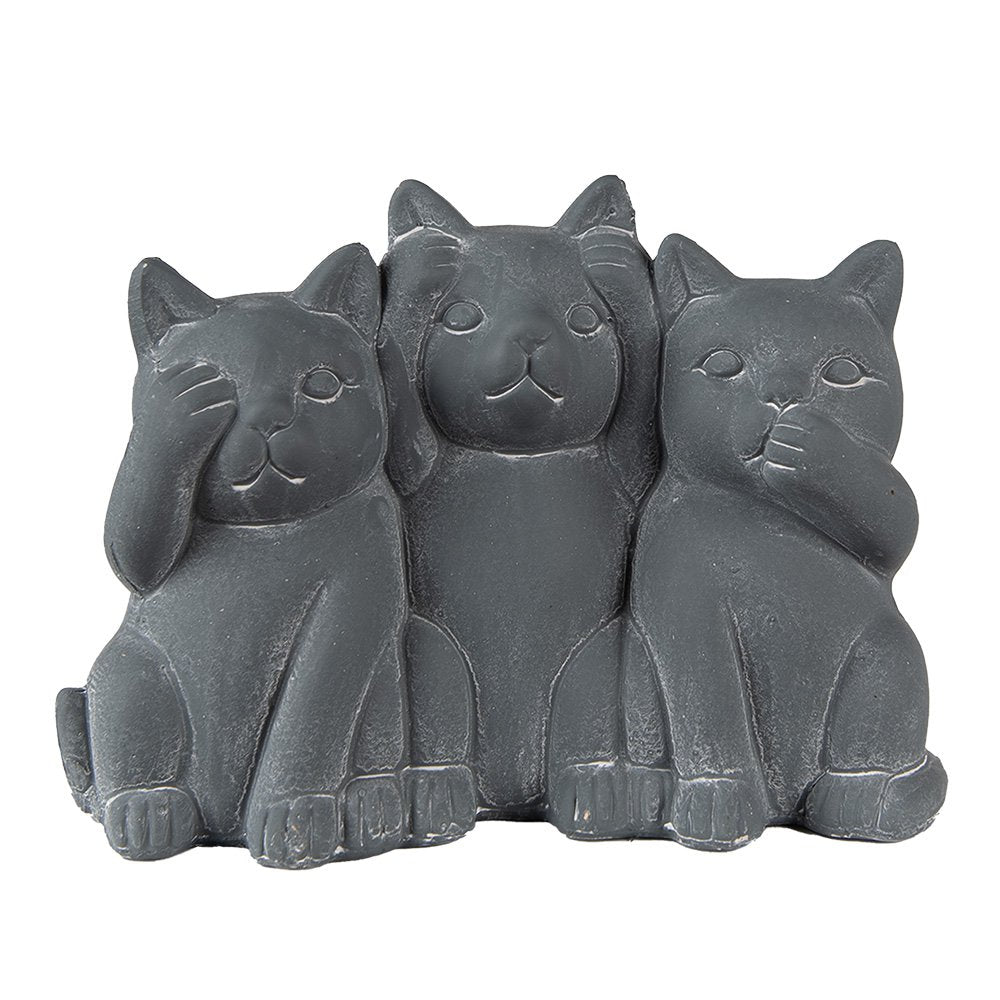Beeld Kat 22x10x16 cm Grijs Steen