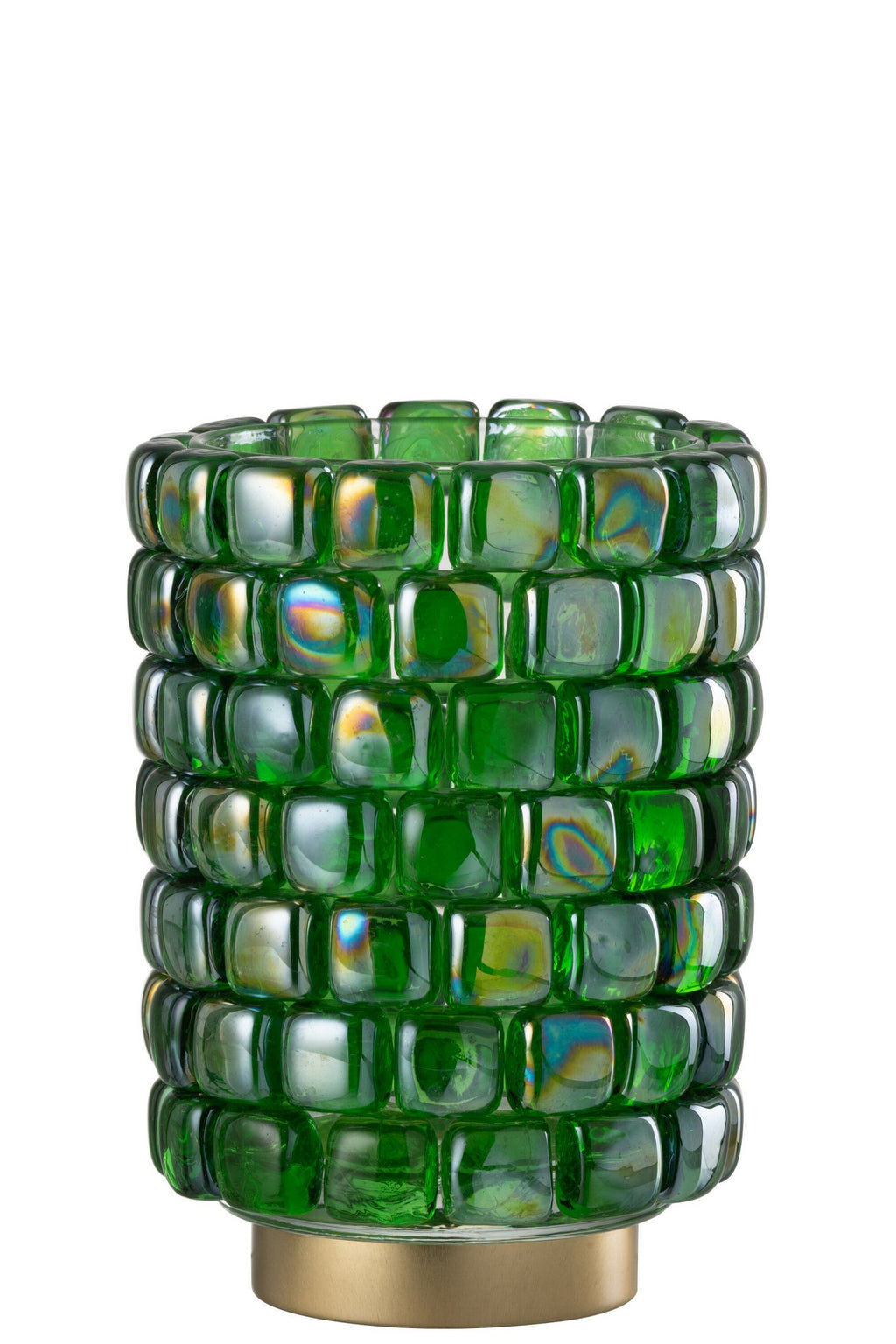 J-Line Theelicht Vierkant Mozaiek Glas Groen Large
