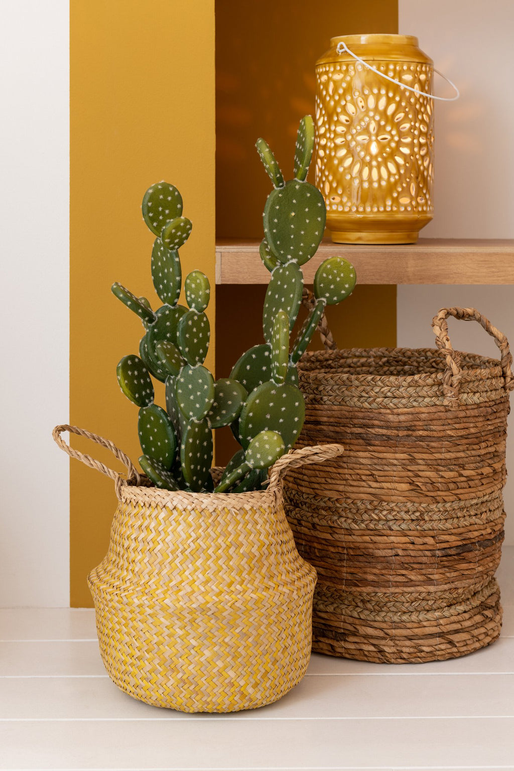 J-Line mand Lucie - jute - naturel - 3 stuks