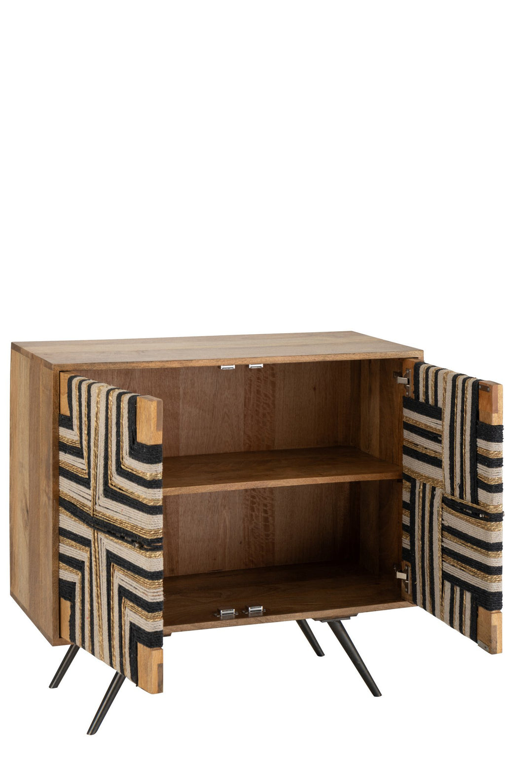 J-Line kast Geweven Draadontwerp - hout - naturel/zwart