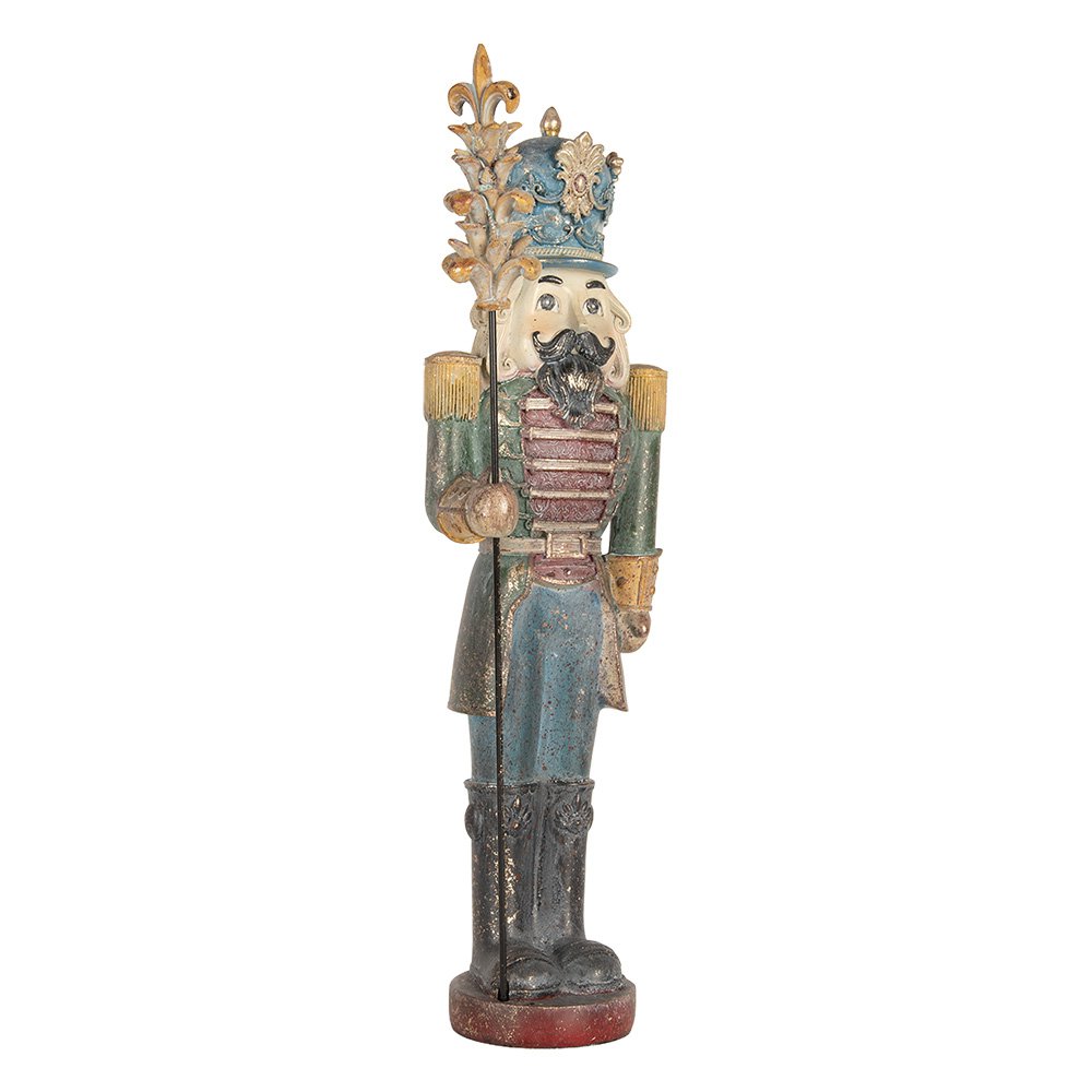 Kerstdecoratie Beeld Notenkraker 13x13x38 cm Blauw Kunststof