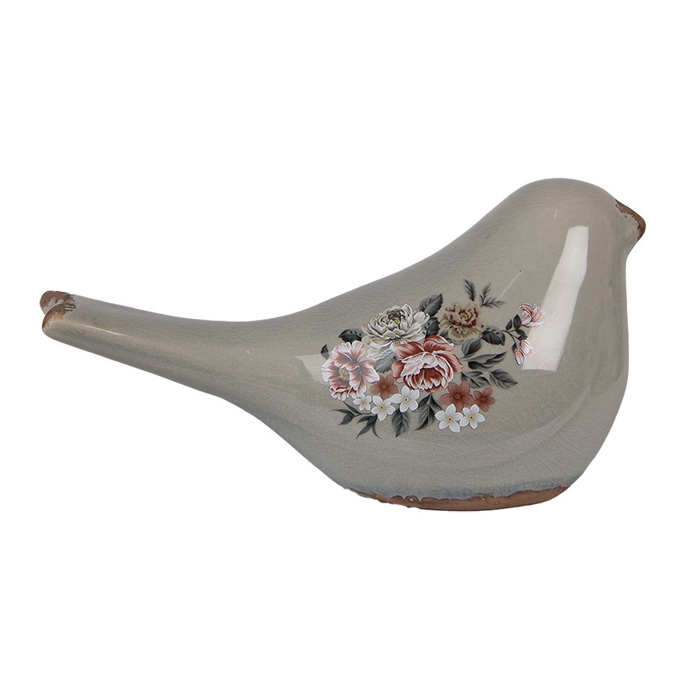 Decoratie Beeld Vogel 25x10x13 cm Grijs Keramiek
