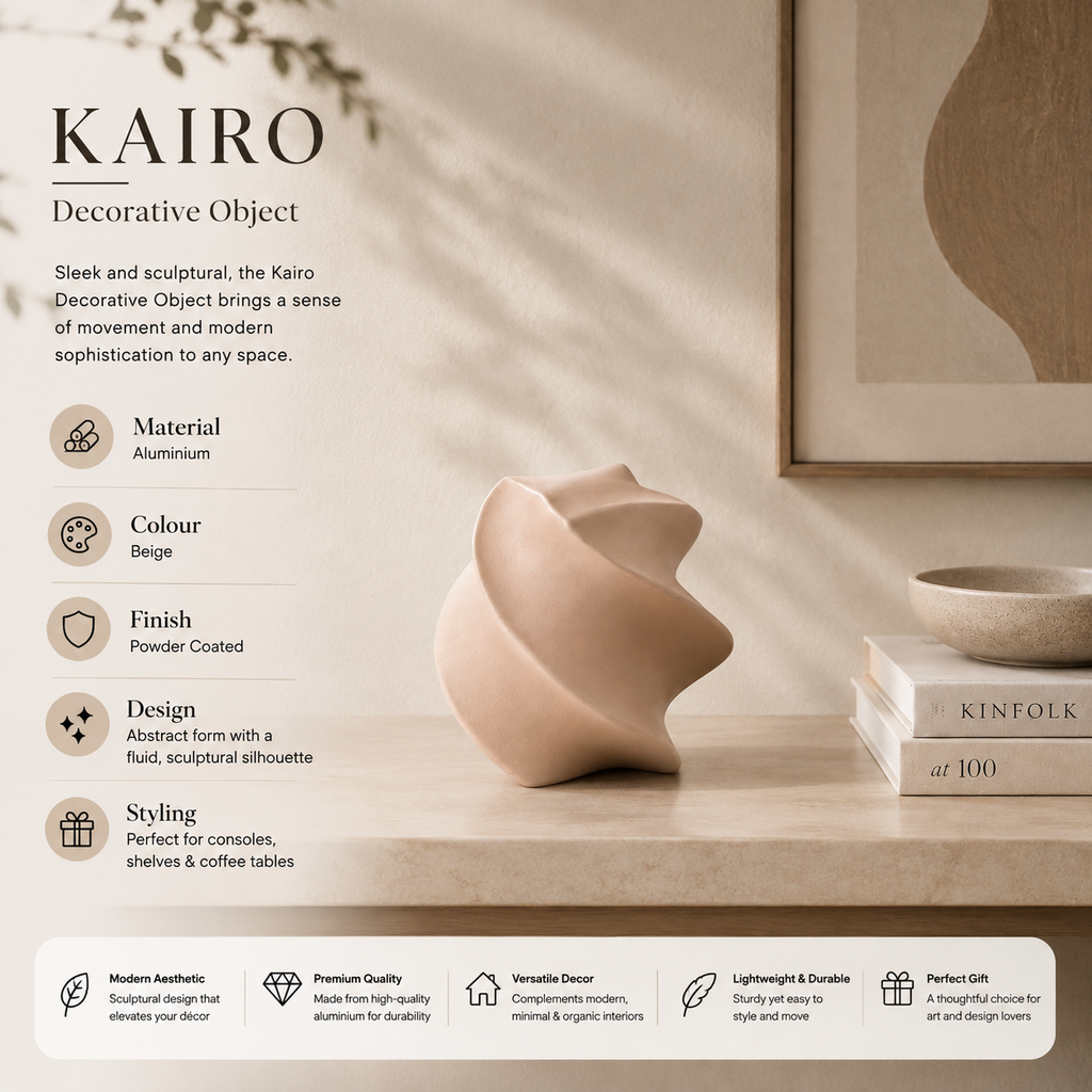 Abstract aluminium decorobject – beige gepoedercoat