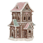 Gingerbread house met LED 15x12x20 cm Bruin Kunststof