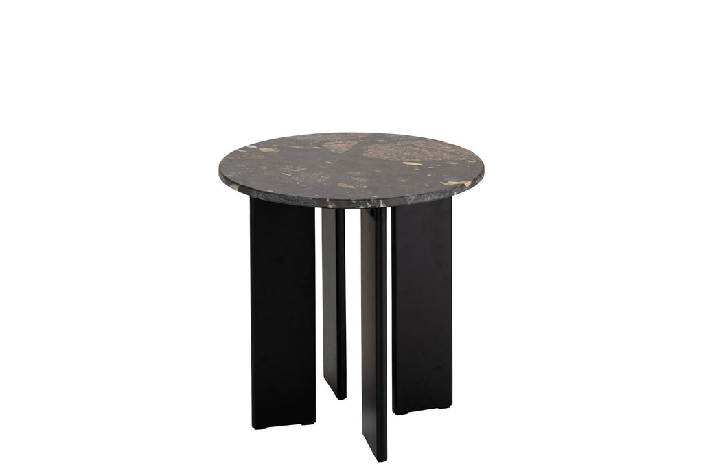 J-Line bijzettafel Mathilde Marmer - steen - zwart/perzik