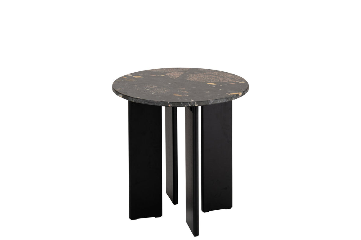 J-Line bijzettafel Mathilde Marmer - steen - zwart/perzik