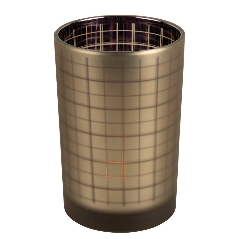 Theelichthouder blok goud paars large 18cm*