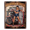 Tekstbord 20x25 cm Zwart IJzer Vrouw met Motor Wandbord