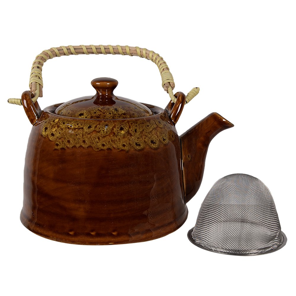 Theepot met Filter 750 ml Bruin Geel Keramiek Theekan