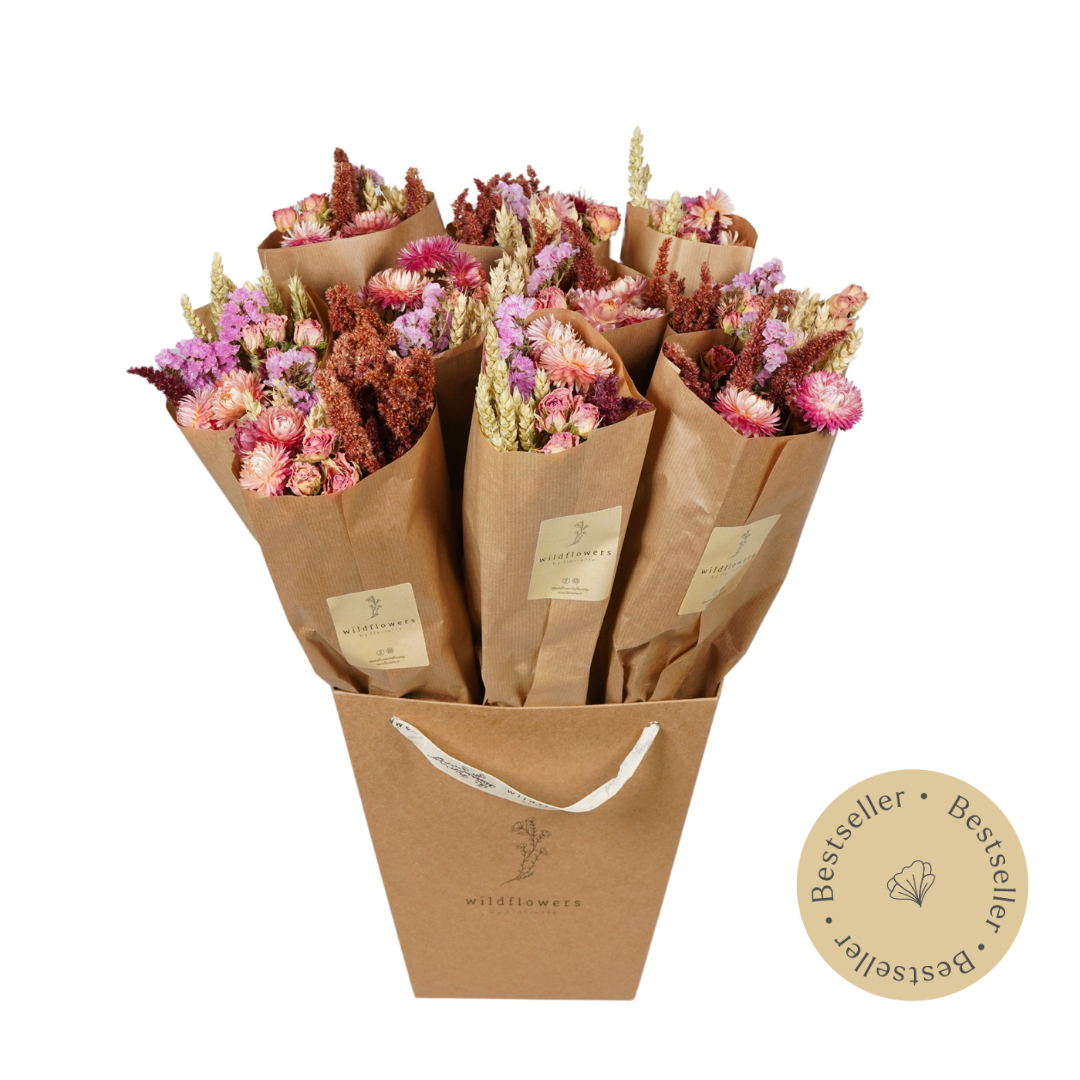 Market More droogbloemenboeket – roze