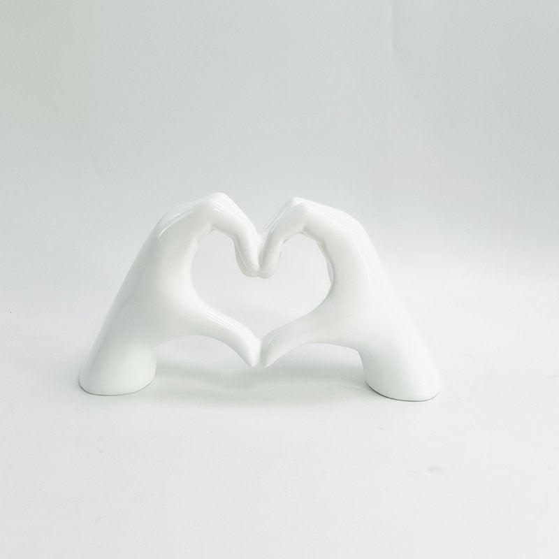 Polyresin hand hart wit