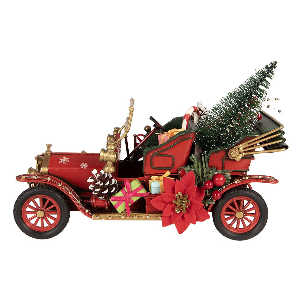 Kerstdecoratie Beeld Auto 25x10x17 cm Rood Metaal