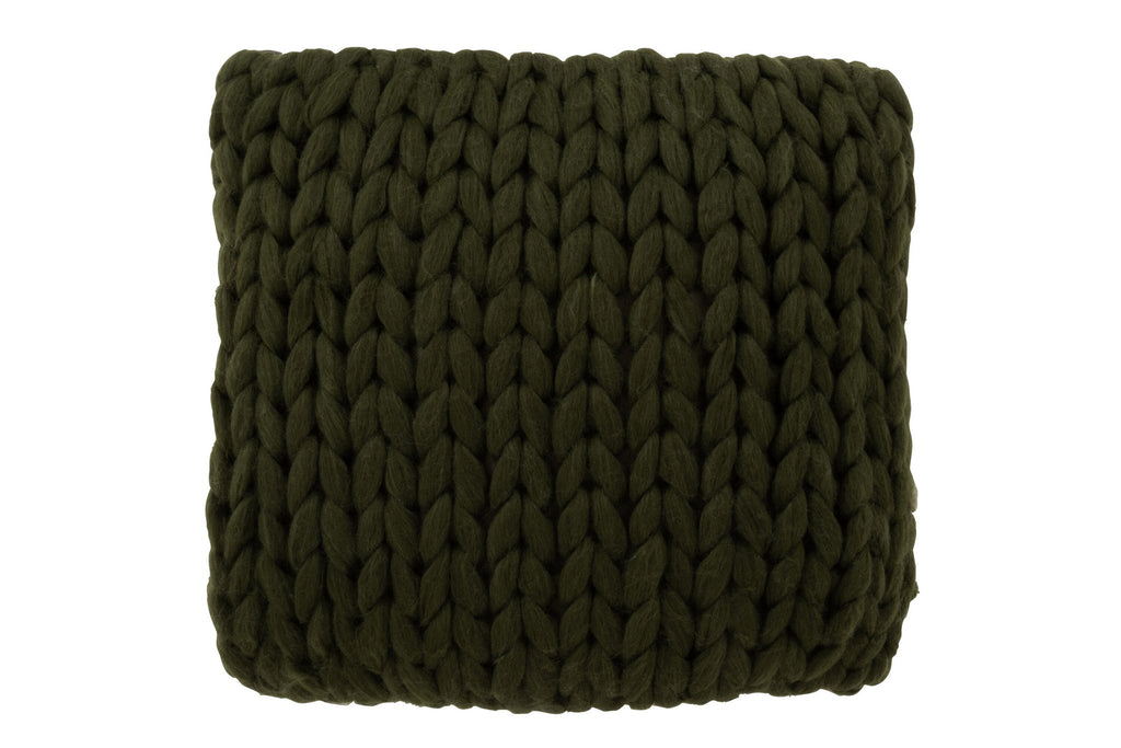 J-Line kussen Gebreid Acryl - polyester - groen