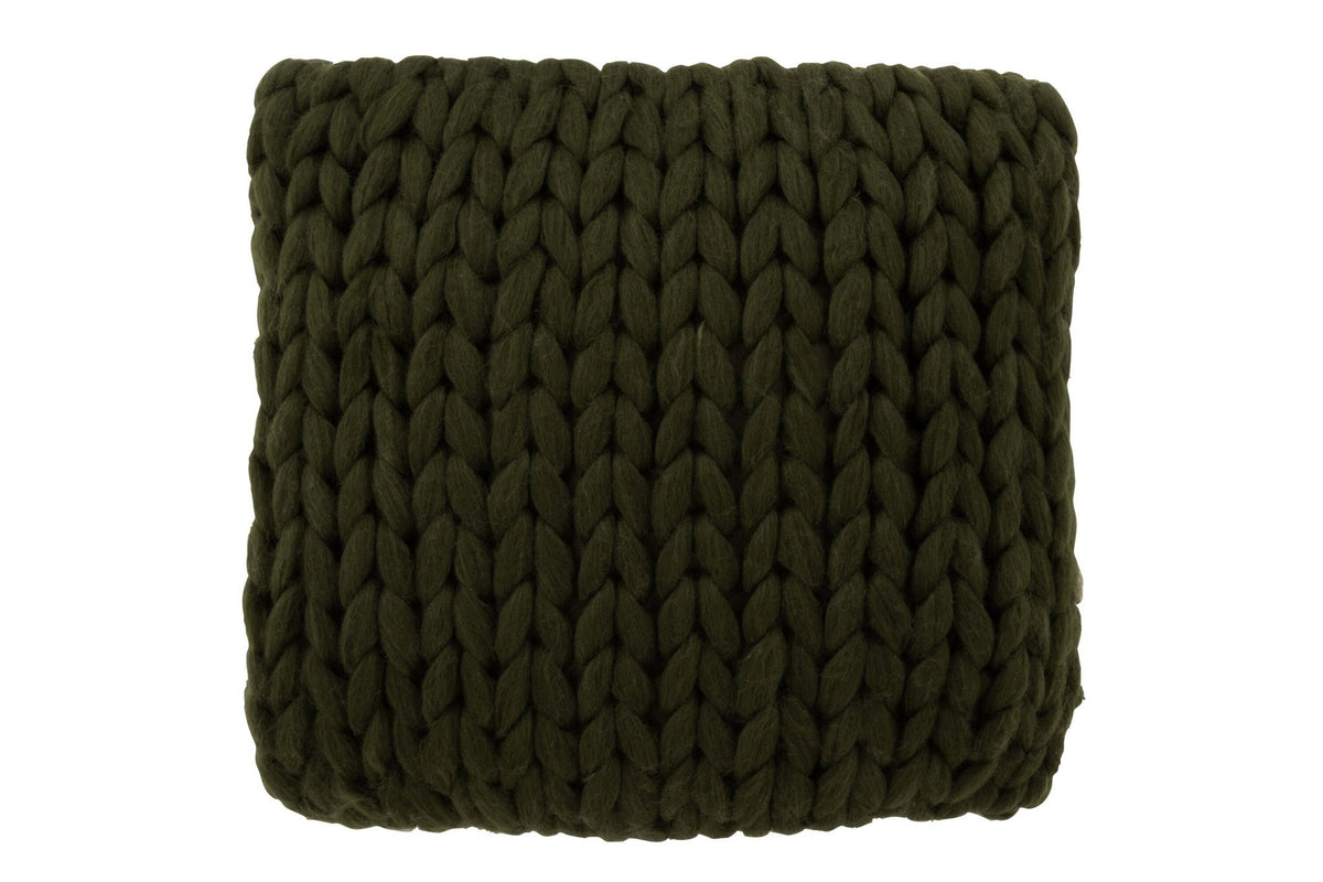 J-Line kussen Gebreid Acryl - polyester - groen