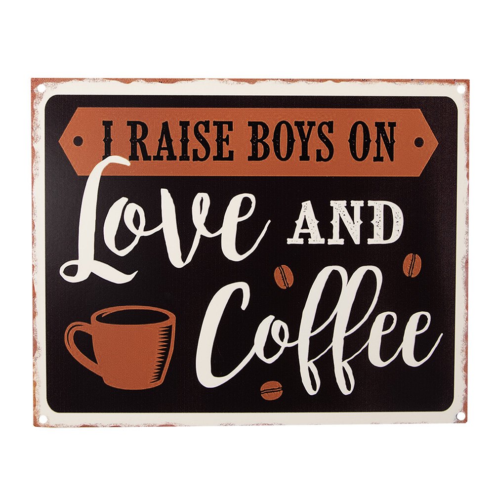 Tekstbord 25x20 cm Zwart Bruin IJzer Wandbord
